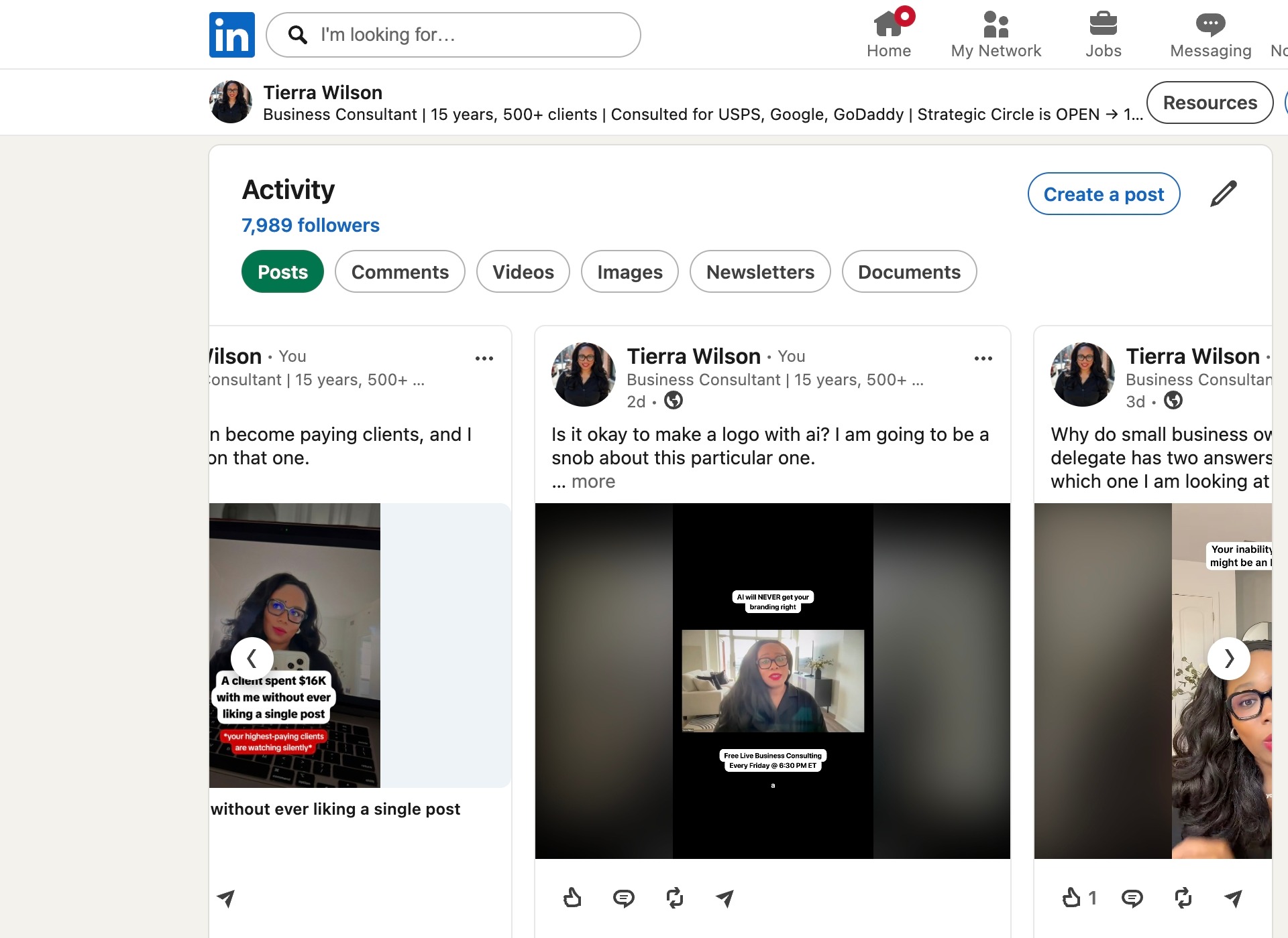 LinkedIn is the foundation for consultants — 75% of B2B buyers do their research on social media before making a purchasing decision, and LinkedIn is where they look.